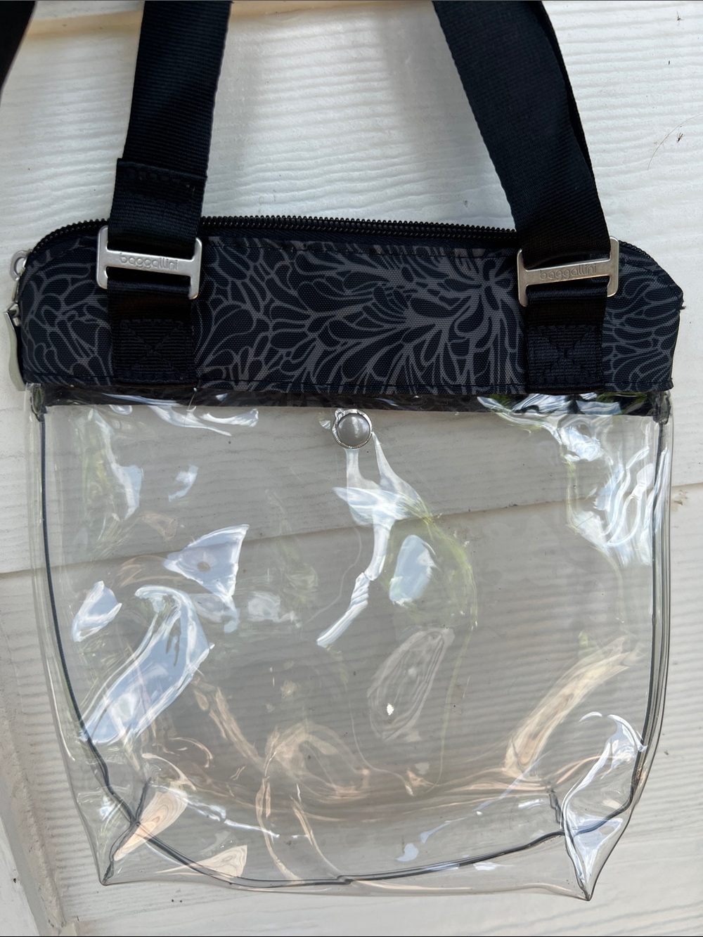 Baggallini Clear Crossbody with Black Floral Trim - Picture 5 of 7